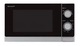 Produktbild: Sharp R200INW Solo-Mikrowelle / 20 L / 800 W / 5 Leistungsstufen / Timer von 35 Minuten bis 00 Sekunden / gewichtgesteuertes Auftauen / Energiesparmodus / Glasdrehteller (25,5 cm) / silber