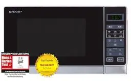 Produktbild: Sharp R242INW Solo-Mikrowelle / 20 L / 800 W / 5 Leistungsstufen / 8 Automatikprogramme / Gewicht- und zeitgesteuerte Auftauen / Kindersicherung / Energiesparmodus / Glasdrehteller (25,5 cm) / silber