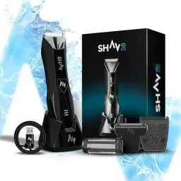 Produktbild: SHAV 2™ CutFree Intimrasierer für Männer Wasserdichter Elektrischer Trimmer Nass/Trocken Haarschneider mit Wechselbarem Keramikklingen-Modul, Bodygroomer für Intim und Körperhaar Männerpflege Rasierer