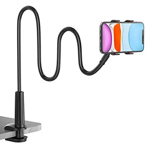 Produktbild: Shawe Handy Halter für Bett, Schwanenhals Handy Halterung - Flexible Lang Arm Handyhalterung Ständer für iPhone 16 15 14 13 12 11 Pro XS Max X 8, Samsung S10 S9, 4-6,5 Zoll Geräte