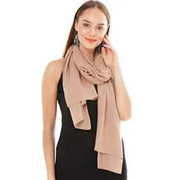 Produktbild: Chiffon Schal Damen Helles Taupe - Seidenweich und Federleicht - Eleganter Halstuch Schal - Polyester Tuch Halstuch Damen Frühling Sommer - Pflegeleichtes Schaltuch - Damenschal Leicht (Helles Taupe)