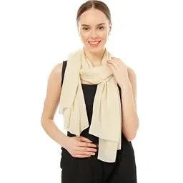 Produktbild: Chiffon Schal Damen Helles Beige - Seidenweich und Federleicht - Eleganter Halstuch Schal - Polyester Tuch Halstuch Damen Frühling Sommer - Pflegeleichtes Schaltuch - Damenschal Leicht (Helles Beige)