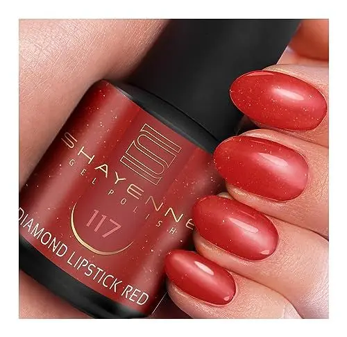 Produktbild: SHAYENNE UV Gel Nagellack - 117 Diamond Lipstick Red Rot mit Schimmer 15 ml - Langanhaltend, Kratzfest & Hochglänzend - Profi-Qualität - LED kompatibel - Perfekt für Zuhause & Studio - Made in Germany