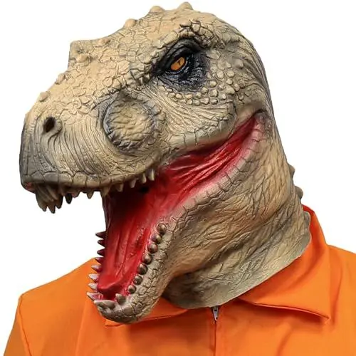 Produktbild: shayulajiao Dino Maske Realistische Latex-Vollkopfmaske, Tierkopf-Kostüm für Halloween & Karneval, Atmungsaktive Dinosaurier-Maske als Geschenkidee (Weihnachten/Cosplay-Party)