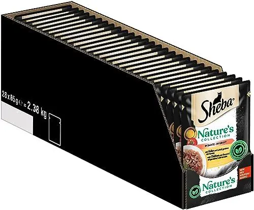 Produktbild: SHEBA Nature's Collection in Sauce - Hochwertiges Katzennassfutter mit Huhn im Portionsbeutel - 28 x 85g