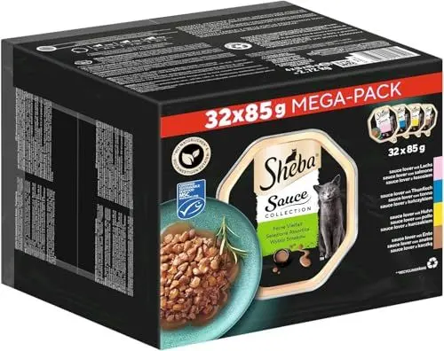 Produktbild: SHEBA Schale Nassfutter Multipack Mega-Pack Sauce Collection Feine Vielfalt MSC-Zertifiziert 32 x 85g