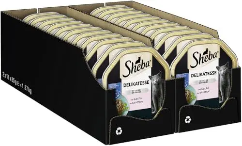 Produktbild: SHEBA Schale Nassfutter für Katzen Delikatesse in Gelee mit Lachs 2 x 11 x 85g