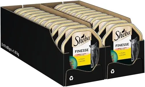 Produktbild: SHEBA Schale Nassfutter für Katzen Finesse Feine Pastete mit Huhn 22 x 85g