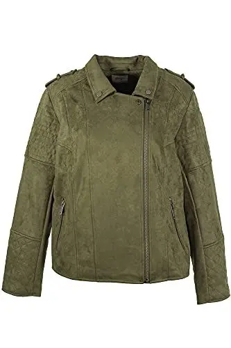 Produktbild: Sheego Bikerjacke Lederimitat Jacke Steppjacke Damen, Farbe:khaki, Damengrößen:58