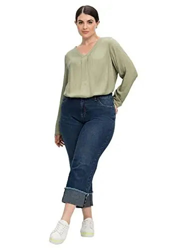 Produktbild: Sheego Damen Große Größen 7/8-Jeans aus Denim, mit breitem Saum-Umschlag Freizeitmode sportlich -