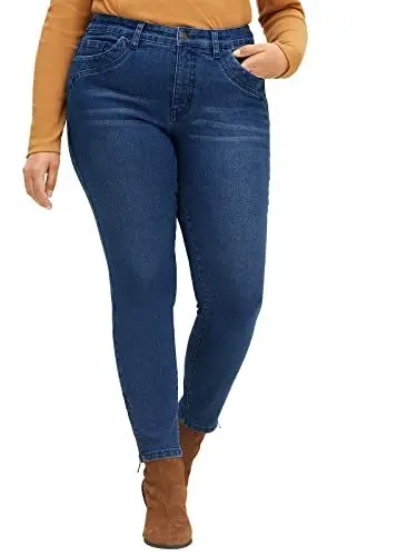 Produktbild: Sheego Damen Große Größen 7/8-Jeans mit Zippern am Saumabschluss Citywear sportlich -