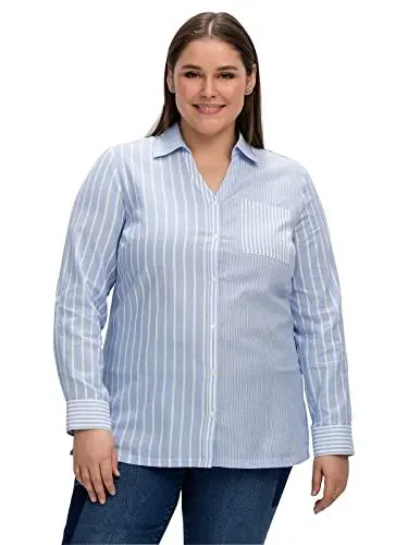 Produktbild: Sheego Damen Große Größen Bluse aus Reiner Baumwolle Citywear klassisch -