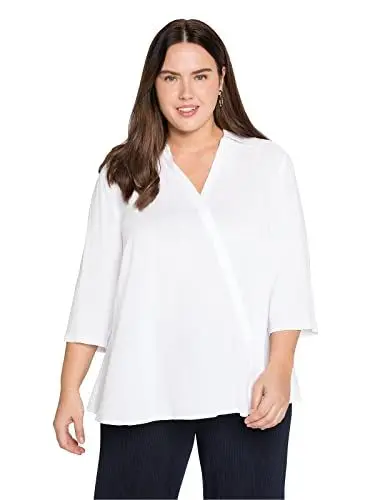 Produktbild: Sheego Damen Große Größen Bluse in Wickeloptik, mit verdeckter Knopfleiste Citywear klassisch -