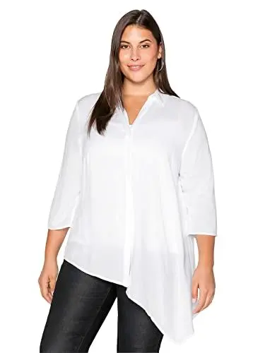 Produktbild: Sheego Damen Große Größen Bluse mit asymmetrischem Saum in Zipfelform Businessmode feminin -