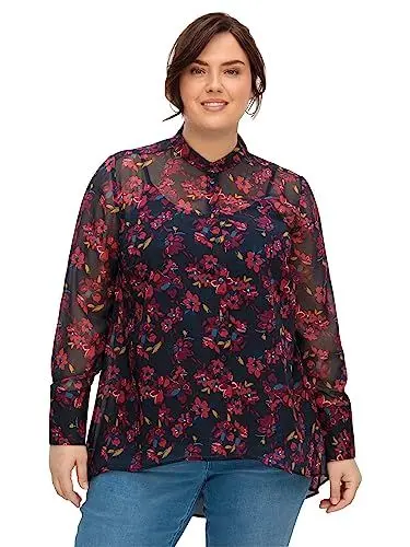 Produktbild: Sheego Damen Große Größen Chiffonbluse aus Chiffon, mit Unterziehtop Citywear feminin -