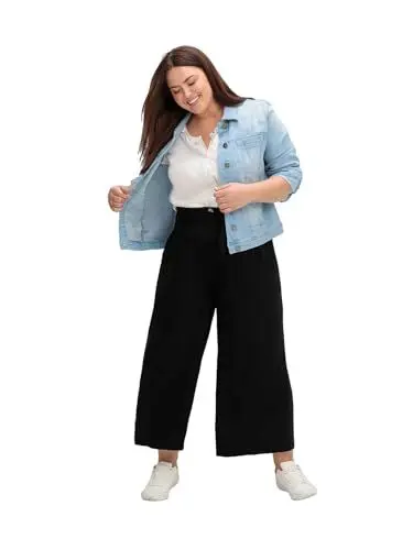 Produktbild: Sheego Damen Große Größen Culotte mit High-Waist-Bund und Stoffgürtel Freizeitmode feminin -