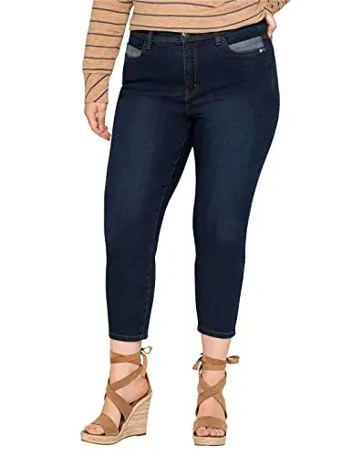 Produktbild: Sheego Damen Große Größen Jeans in 7/8-Länge, mit Stickerei vorn Citywear feminin Stickerei