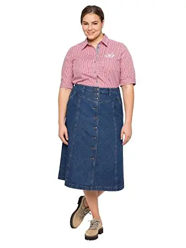 Produktbild: Sheego Damen Große Größen Jeansrock aus weicher Baumwolle, mit hohem Bund Oktoberfestmode klassisch Stickerei