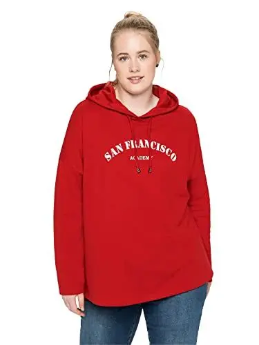Produktbild: Sheego Damen Große Größen Kapuzensweatshirt mit Frontdruck, in A-Linie Freizeitmode sportlich Rundhals-Ausschnitt -