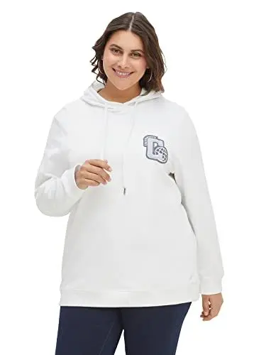 Produktbild: Sheego Damen Große Größen Kapuzensweatshirt mit Kapuze und College-Applikation Freizeitmode sportlich Rundhals-Ausschnitt Patches