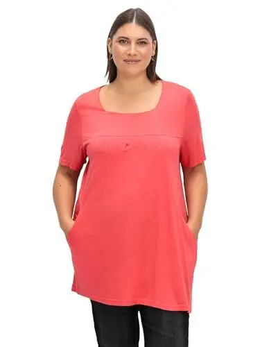 Produktbild: Sheego Damen Große Größen Longshirt mit Taschen und Karreeausschnitt Freizeitmode feminin Caree-Ausschnitt -