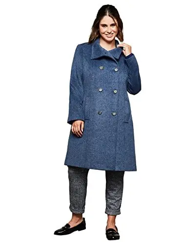 Produktbild: Sheego Damen Große Größen Mantel in Woll-Optik, melierte Qualität Citywear klassisch Knopfleiste