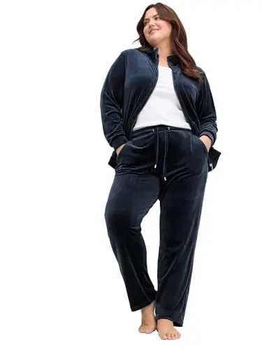 Produktbild: Sheego Damen Große Größen Nicki-Hausanzug 2-tlg. aus Jacke und Hose, weiche Nicki-Qualität Freizeitmode klassisch Rundhals-Ausschnitt -