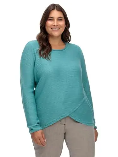Produktbild: Sheego Damen Große Größen Pullover im Lagenlook, in Rippstruktur Citywear feminin Rundhals-Ausschnitt -