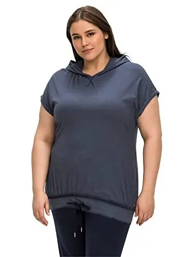 Produktbild: Sheego Damen Große Größen Relax-Shirt mit Kapuze und Saumbund Freizeitmode sportlich Rundhals-Ausschnitt -