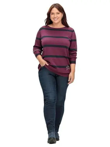 Produktbild: Sheego Damen Große Größen Schmale Jeans mit gestreiftem, elastischen Bund Freizeitmode sportlich -