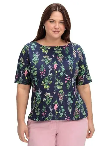 Produktbild: Sheego Damen Große Größen Shirt mit U-Boot-Ausschnitt und floralem Print Freizeitmode feminin U-Boot-Ausschnitt -