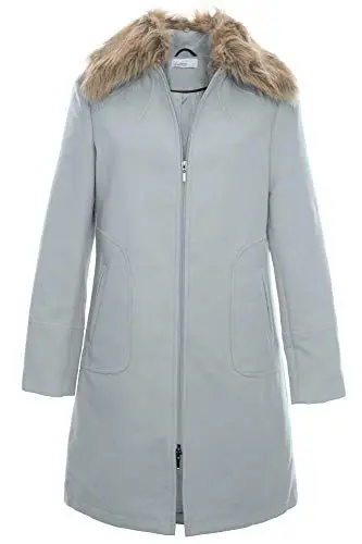 Produktbild: Sheego Kurzmantel Mantel Wintermantel Gehrock Jacke Damen Fellkragen Plusgröße, Farbe:hellgrau, Damengrößen:52