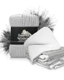 Produktbild: Sheepwell® Flauschige Plüsch Bettwäsche grau weiß Bettwäsche 135x200, Kissenbezug 80x80 Winterbettwäsche, Kinderbettwäsche, Fellbettwäsche kuschelig warm, Flanell, kuschelweich, bügelfrei …