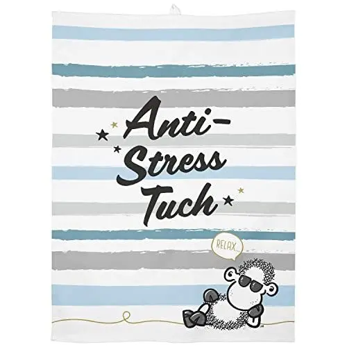 Produktbild: Sheepworld Geschirrtuch Motiv Anti Stress | Baumwolle, 60 cm x 45 cm, Farbiger Motivdruck | Geschenk, Küche, Kochen, Grillen | 47092