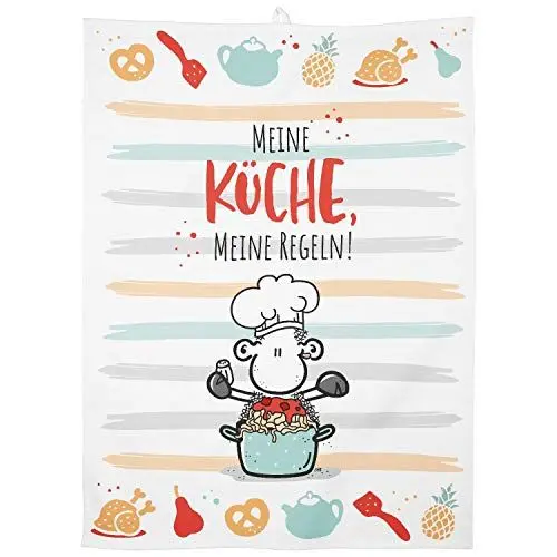 Produktbild: Sheepworld Geschirrtuch Motiv Meine Küche | Baumwolle, 60 cm x 45 cm, Farbiger Motivdruck | Geschenk, Küche, Kochen, Grillen | 47103