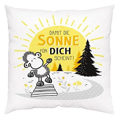 Produktbild: Sheepworld Kissen Motiv Sonne | Zierkissen, Baumwolle, 40 cm x 40 cm | Kissen mit Spruch | 47556