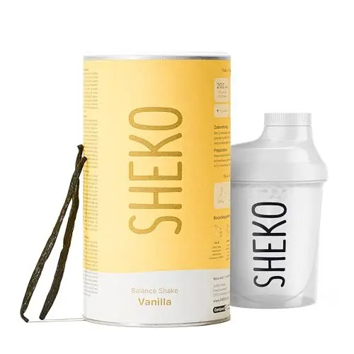 Produktbild: SHEKO Balance Shake Vanille + Shaker - 21 Cremige Mahlzeitenersatz Shakes zum Abnehmen - Proteinreich, Glutenfrei & Natürlicher Geschmack - Abnehmen Shake