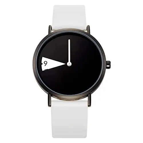 Produktbild: SHENGKE Minimalistische Damen-Armbanduhr, ultradünnes Lederband, modische Quarz-Damen-Uhren, wasserdicht, schwarz/weiß