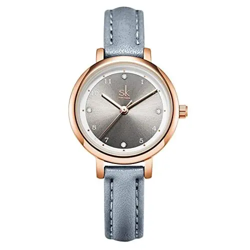 Produktbild: SHENGKE Uhren für Damen Einfache Damenuhr Kreative Damenuhr wasserdichte Armbanduhr mit Lederband，Blau