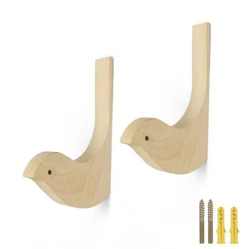 Produktbild: SHENGYIG 2 Stück Vogel Holz Kleiderhaken, 155mm Wanddekoration Haken, Garderobenhaken Holz Kann Wohnzimmer, Schlafzimmer, Badezimmer, Kleiderschrank Verwendet Werden