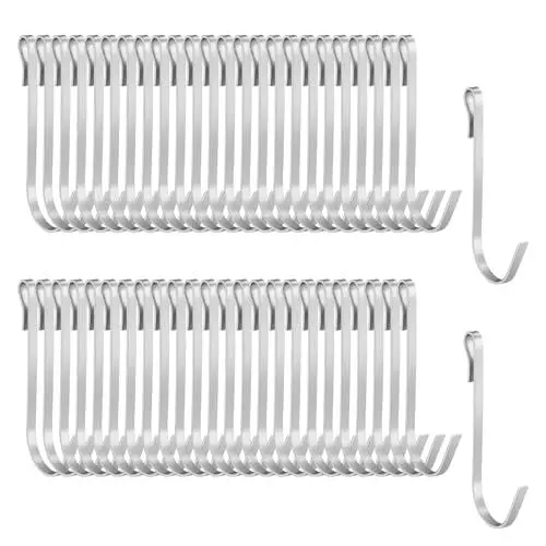 Produktbild: SHENGYIG 50 Stück Edelstahl Haken, 58 mm Zum Einhängen, Tragfähigkeit, Klemmhaken, Aufhängen Flach, für Küche, Bad, Shower Shelf