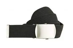 Produktbild: shenky Stoffgürtel | 4cm Breite | Stoff Gürtel mit Gürtelschnalle | Herrengürtel | Canvas | Damen | Schnalle | Damengürtel | belt | kombinierbar | Textilgürtel | 112cm | Schwarz