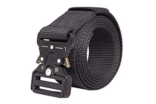 Produktbild: shenky Taktischer Gürtel | 4cm Breite | Nylongürtel mit Gürtelschnalle | Herrengürtel Militär Bundeswehr Ausrüstung | Canvas | Nylon | Militärgürtel | Arbeitsgürtel | 180cm | Schwarz