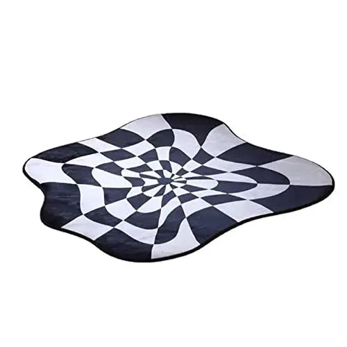 Produktbild: shenruifa Teppich, Bequem, Weich, Farbblockierend, den Nachttisch, Kreativ, Unregelmäßig, Schlafzimmer, Wohnzimmer, Balkon (Weiß und Schwarz 80 x 80 cm/31,5 x 31,5 Zoll)