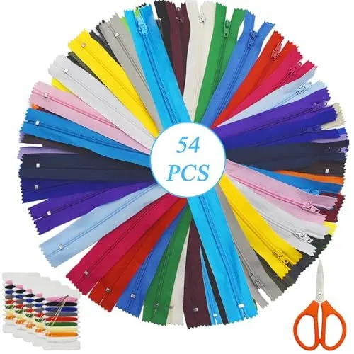 Produktbild: SHENSAIGO 54 Stück Nylon-Reißverschlüsse zum Nähen und Basteln, 27 Farben Reißverschluss 30cm mit 5 Nähtasches, 2.5cm Breit Ersatz Reisverschluss für Sewing Craft Kleidung Tasche Mäppchen Kissenbezug