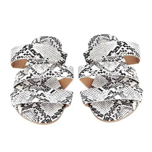 Produktbild: SHERCHPRY 1 Paar Hausschuhe Mit Serpentinenmuster Flache Sandalen Für Damen Bequeme Strandschuhe Mit Niedrigem Absatz