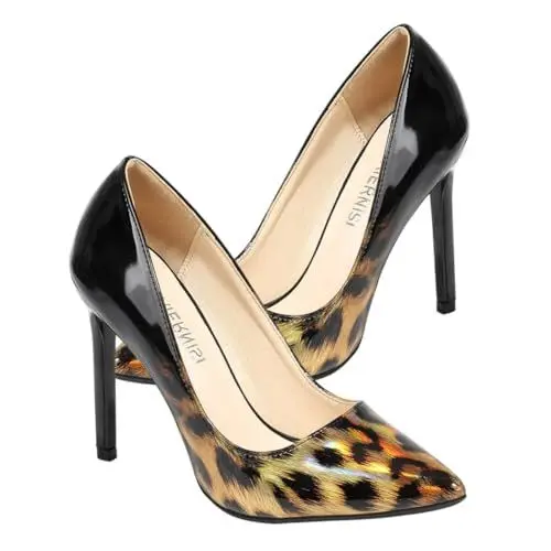 Produktbild: SHERCHPRY 1 Paar High Heels mit Leopardenmuster Damen schnürschuhe Riemchensandale Spitze Absätze Damenpumps Schuhe Frauen weibliche Schuhe Sandalen mit Absatz Obermaterial: Pu Golden