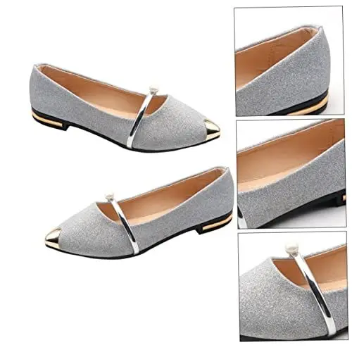 Produktbild: SHERCHPRY 1 Paar Perlenpumps Ballerinas Schwarze Flache Damen Elegant Frauen Schuhe Damen Funkeln Wohnung Im Freien Sandalen Jane Silberne Spitze Zehenabsätze Damenschuhe Silver