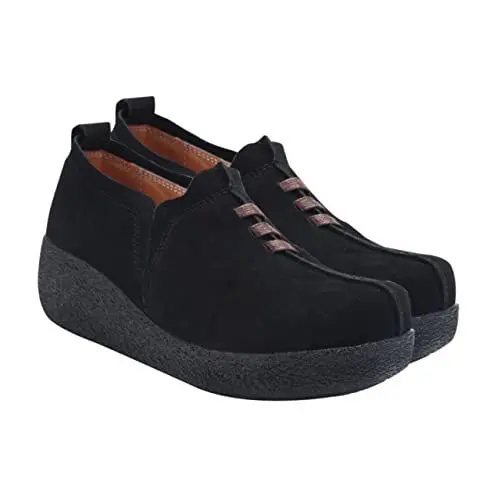 Produktbild: SHERCHPRY 1 Paar Plateauschuhe Lässige Schuhe Damenschuhe Mit Keilabsatz Damen Laufschuhe Stylische Hosenschuhe Freizeitschuhe Für Damen Damen-Loafer-Schuhe Black Innen: Kurzer Plüsch