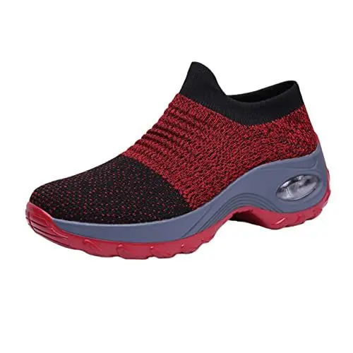 Produktbild: SHERCHPRY 1 Paar Turnschuhe Mit Luftkissen Lässige Turnschuhe Damen Tennisschuhe Frauen Fitness-Sneaker Damentrainer Damen Turnschuhe Sportliche Tennisschuhe Für Damen Damen-Sneaker Mode Rot